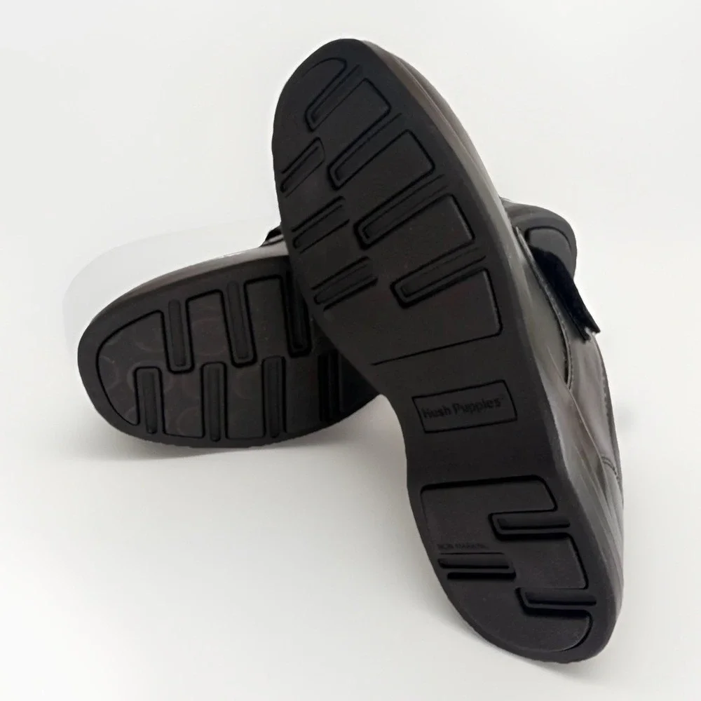Hush Puppies HP853916 Boy's Size 2 M Leather Gavin School Slip On Shoes Black